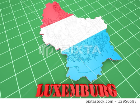 Map illustration of Luxembourg with flag 12956585