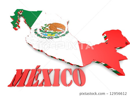 map illustration of Mexico with flag 12956612