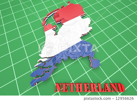 Map illustration of Netherlands with flag Map illustration of Netherlands with flag 12956626
