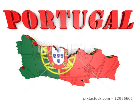 Map illustration of Portugal with map 12956665