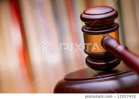 Close up Wooden Law Gavel on the Table 12957418