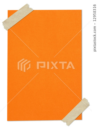 orange blank paper stuck with brown tape orange blank paper stuck with brown tape 12958316
