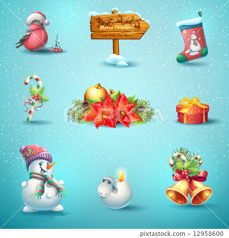 Set of isolated vector icons for Christmas and New Year 12958600