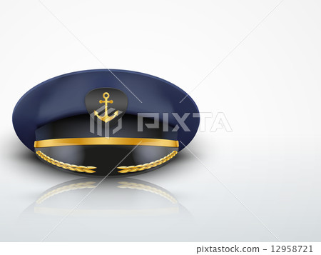Light Background Captain peaked cap with gold anchor on cockade 12958721