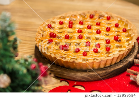 Homemade christmas cake with wild berries. 12959584