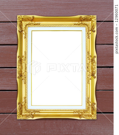 golden frame on wood wall background golden frame on wood wall background 12960071