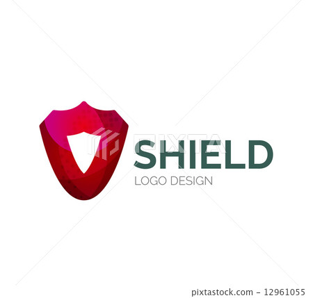 Secure shield logo design made of color pieces 12961055
