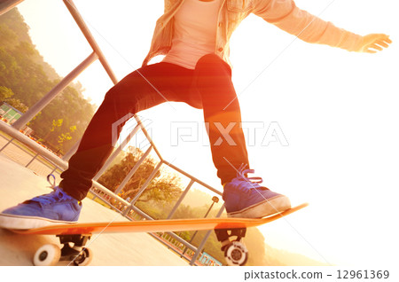 skateboarding at skatepark skateboarding at skatepark 12961369
