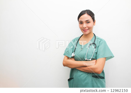 Asian female medical surgeon posing 12962150