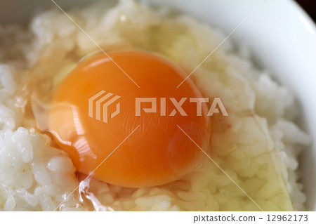 Fresh egg on rice 12962173