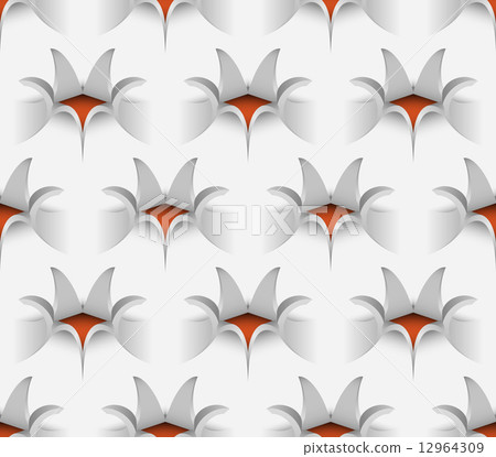 3D Seamless Paper Flower Pattern, Vector Illustration. 12964309