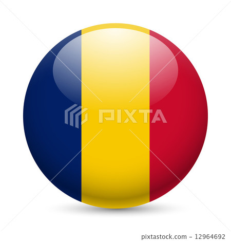 Round glossy icon of Chad 12964692