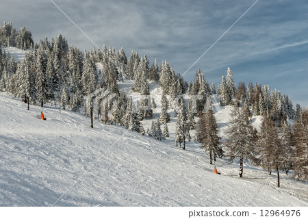 Ski slope on resort in Austrian Alps 12964976