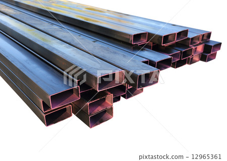 Stack of steel metal pipes isolated Stack of steel metal pipes isolated 12965361