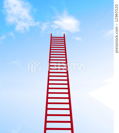 Ladder leading to a clouds - rendered in 3d Ladder leading to a clouds - rendered in 3d 12965520