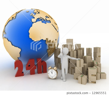 Man advertises service of delivery of parcels in the flow of 24 hours 12965551