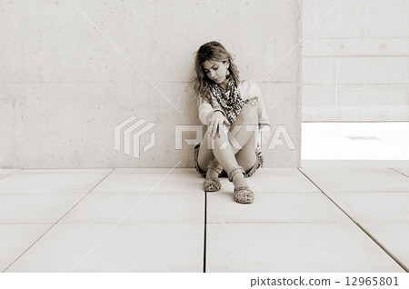 Young woman wearing denim jacket Young woman wearing denim jacket 12965801