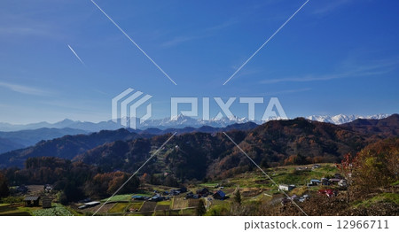 The early winter of the North Alps from Shinshu Ogawa village 12966711