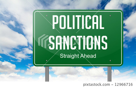 Political Sanctions on Highway Signpost. Political Sanctions on Highway Signpost. 12966716
