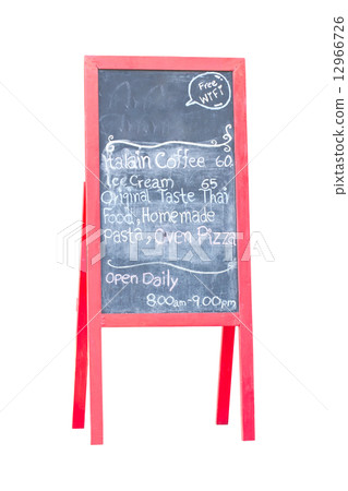 Blank chalk advertising board isolated on white. Blank chalk advertising board isolated on white. 12966726