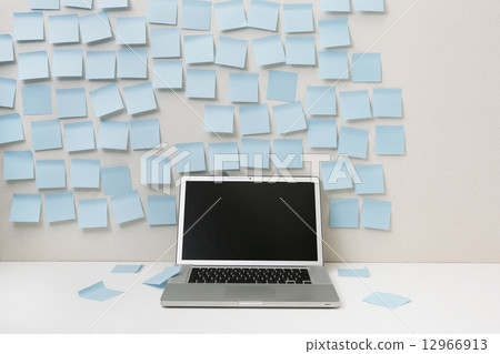 Laptop computer full of sticky notes Laptop computer full of sticky notes 12966913