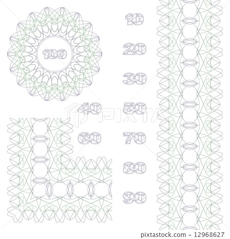 Decorative rosette, border and numbers 12968627