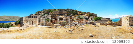 The panorama of Spinalonga Island, Crete, Greece The panorama of Spinalonga Island, Crete, Greece 12969303