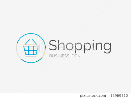 Thin line neat design logo, shopping cart icon Thin line neat design logo, shopping cart icon 12969510