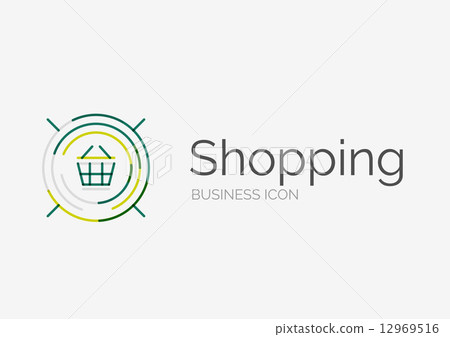 Thin line neat design logo, shopping cart icon Thin line neat design logo, shopping cart icon 12969516