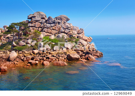 Pink granite coast in Brittany, France 12969849
