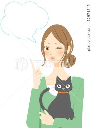 貓和女性氣球 貓和女性氣球 12971343