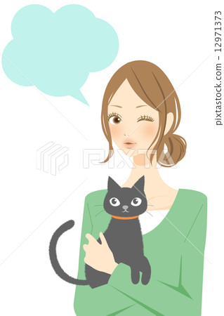 Cat and female balloon 12971373