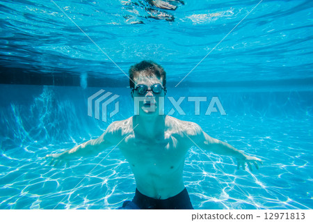 Teen Boy Underwater Pool Teen Boy Underwater Pool 12971813