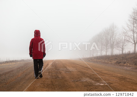 Boy Dirt Road Walking Mist 12971842