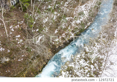 Flow of Biei River in early winter Flow of Biei River in early winter 12972721