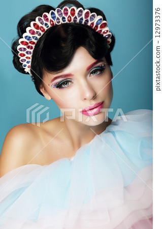 Artistic Woman with Fantastic Makeup and Diadem 12973376