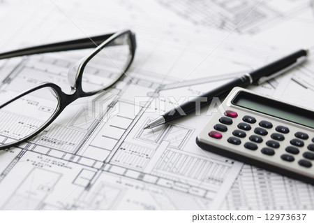 Stock Photo: house plans, drawing, plan