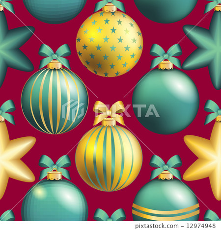 New Year pattern with ball. Christmas wallpaper 12974948