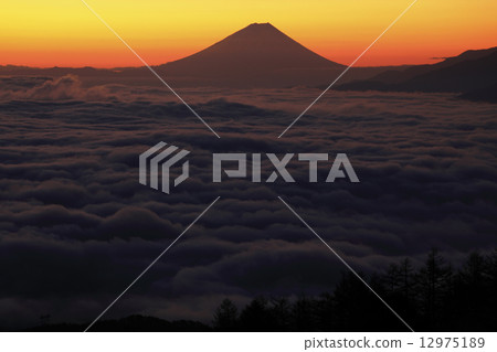 The great sea of clouds of the morning glow 12975189
