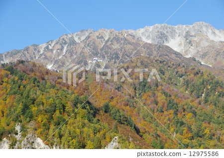 From Kurobe Dam, Tateyama Commonwealth and Taikanpo station of autumn leaves 12975586