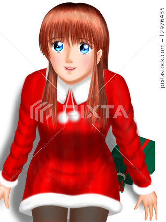 A young lady in Santa (with no background shadow gift) 12976435