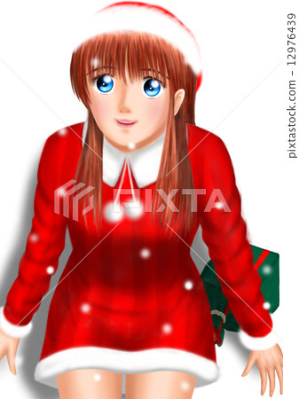 A young lady in Santa (without a background snow hat shadow gift) 12976439