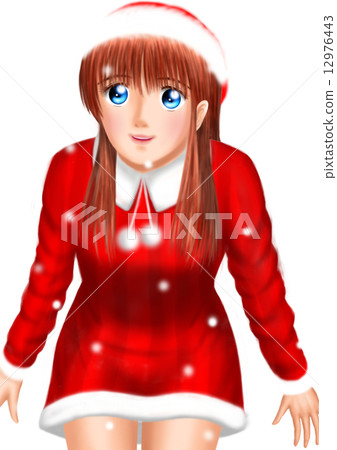 聖誕老人的一名年輕女子（沒有背景的雪帽） 12976443