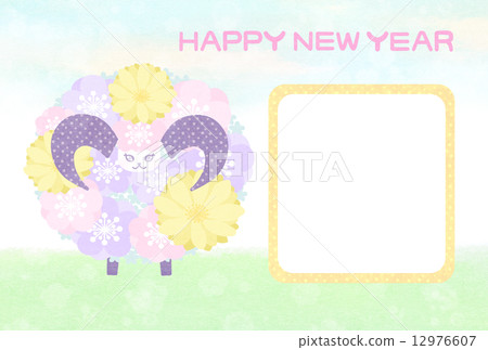 Year-end New Year's cards flower budding (only for frames and words) 12976607
