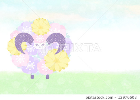 Year-end New Year's cards on the sheep (without letters) Year-end New Year's cards on the sheep (without letters) 12976608