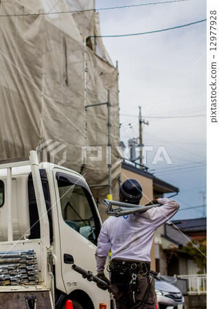 Exterior wall construction scaffolding 12977928
