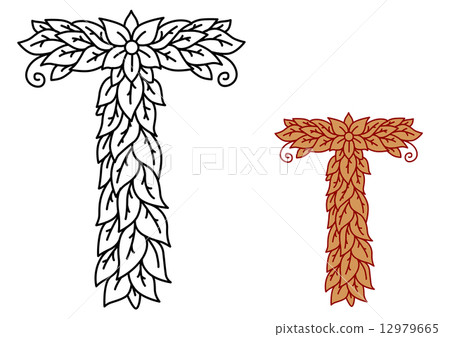 Uppercase letter T in a foliate font 12979665