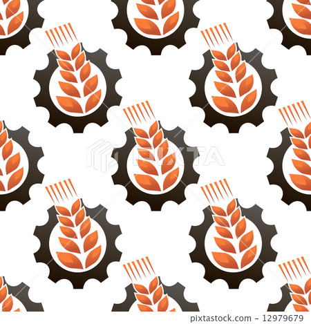 Wheat or barley inside a gear seamless pattern Wheat or barley inside a gear seamless pattern 12979679