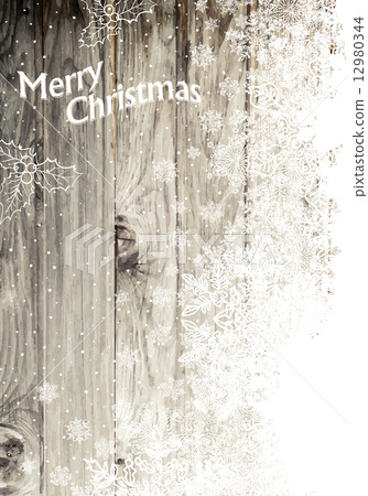 Vintage Happy Merry Christmas Greeting Card. Vertical Design, Ri 12980344