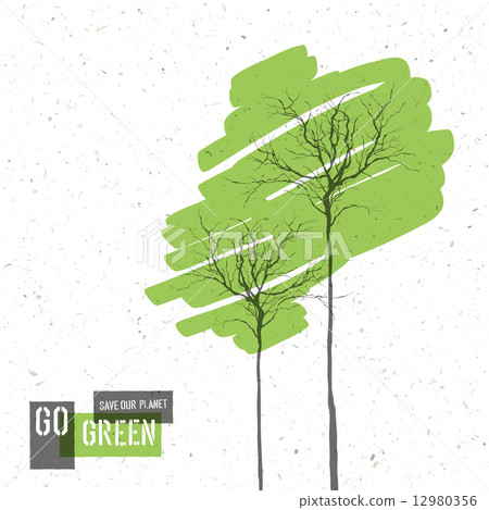 Go Green Concept Poster With Trees. Vector - Stock Illustration ...